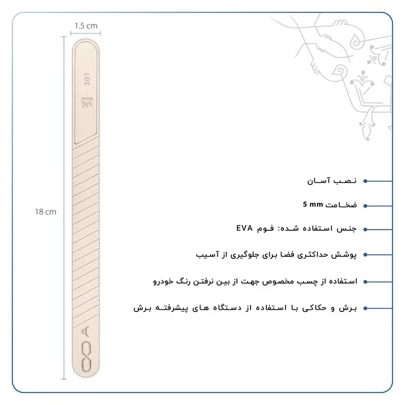 محافظ لبه درب خودرو ماهوت مدل AURA-W مناسب برای پژو 301 مجموعه 4 عددی