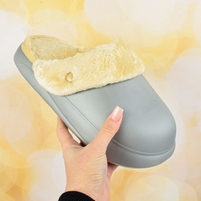 دمپایی حوله ای زیتون مدل جلو بسته GRY.1854