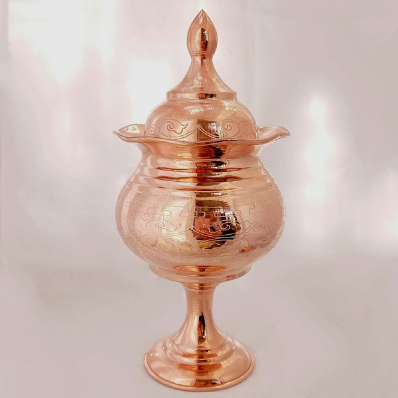قندان مسی مدل لب چین لیزری پایه دار کد ZH332.1