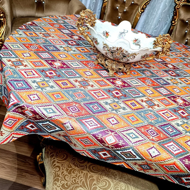 رومیزی طرح گلیم ترک مدل پارچه ای کد A140-T300cm