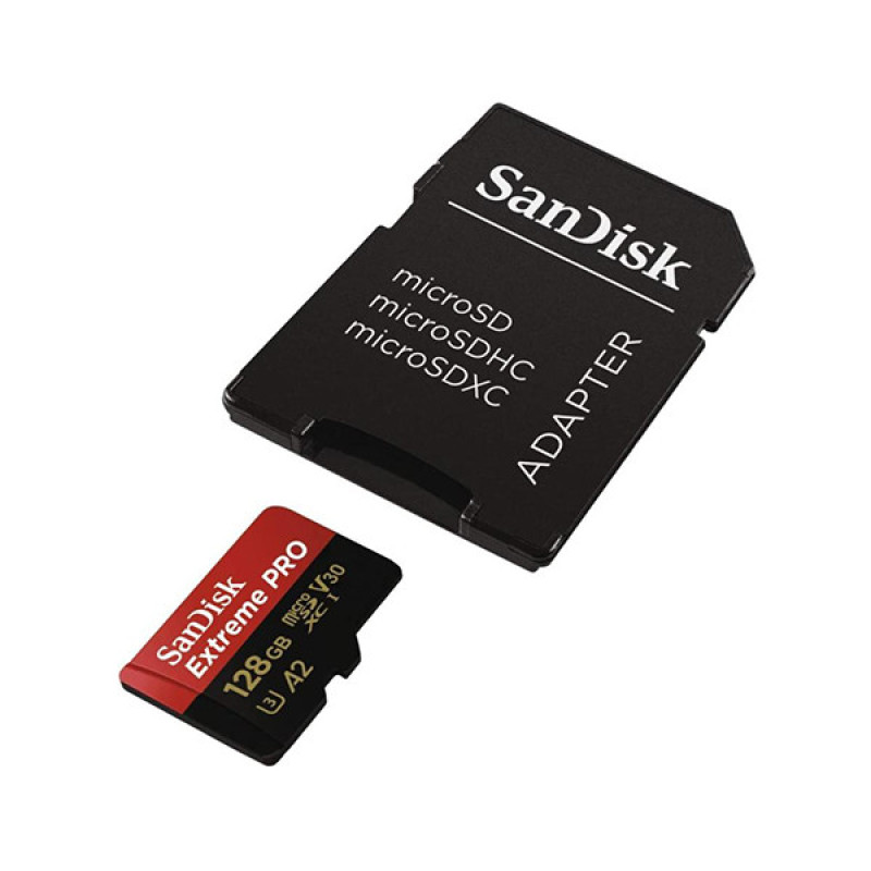 کارت حافظه microSDXC سن دیسک مدل Extreme PRO کلاس A2 استاندارد UHS-I U3 سرعت 170MBs ظرفیت 128 گیگابایت به همراه آداپتور SD