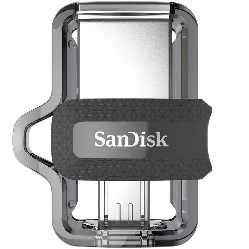 فلش مموری دوکاره سن دیسک مدل Ultra Dual Drive M3.0 ظرفیت 128 گیگابایت با رابط USB3.0 و MicroUSB، سرعت خواندن تا 150 مگابایت بر ثانیه و پشتیبانی از اپلیکیشن SanDisk Memory Zone