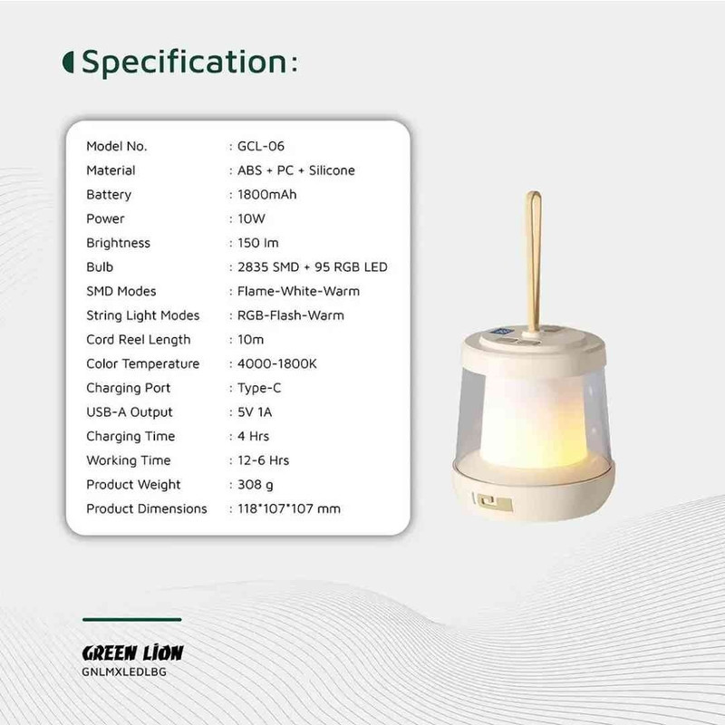 چراغ فانوسی گرین لاین مدل GCL-06 با نور چند رنگ