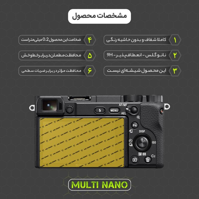 محافظ صفحه نمایش دوربین شفاف مولتی نانو مدل X-S1N مناسب برای دوربین عکاسی سونی Alpha A6400