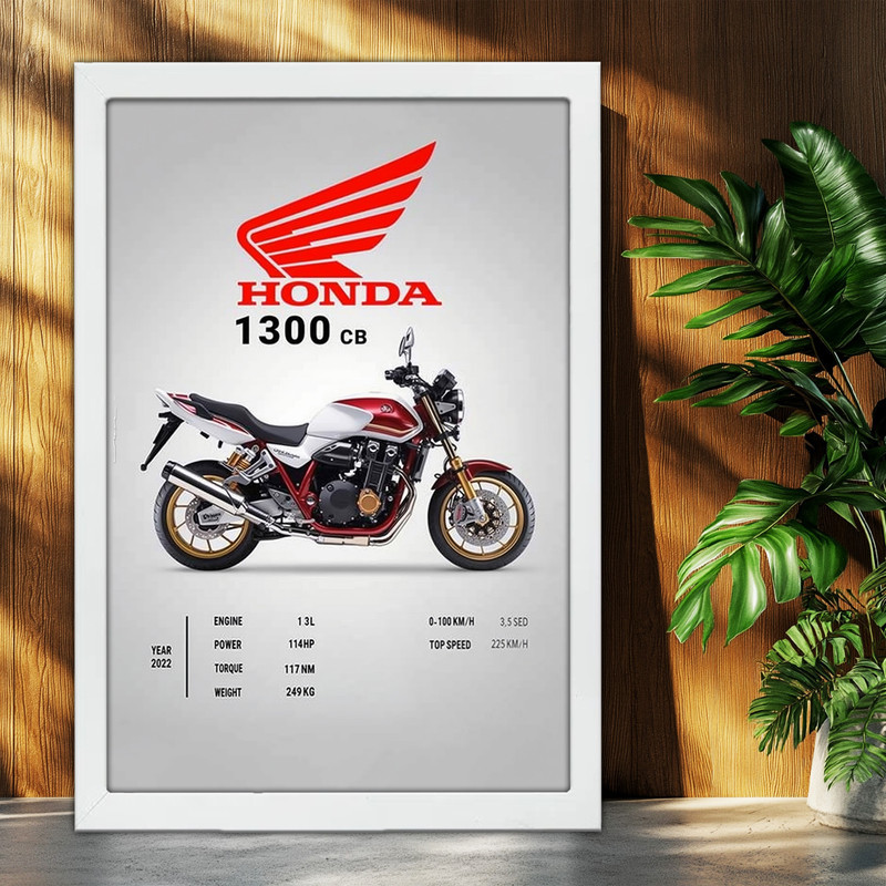 تابلو بکلیت طرح موتور سنگین هوندا HONDA CB1300 مدل W-po1736 فریم سفید