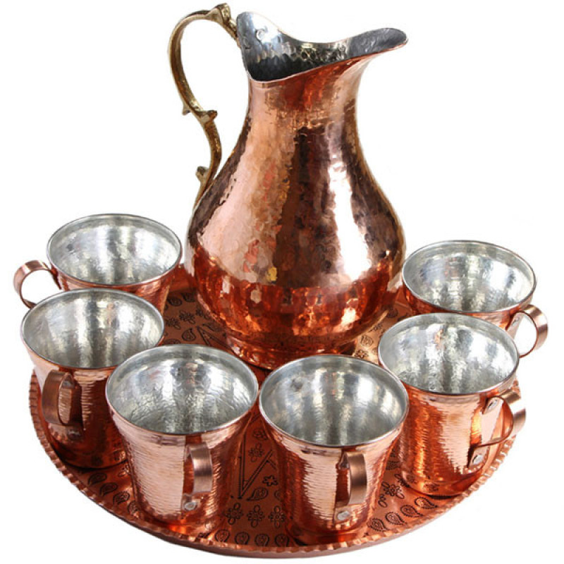 ست 8 تکه پارچ و لیوان مسی کد ZH28