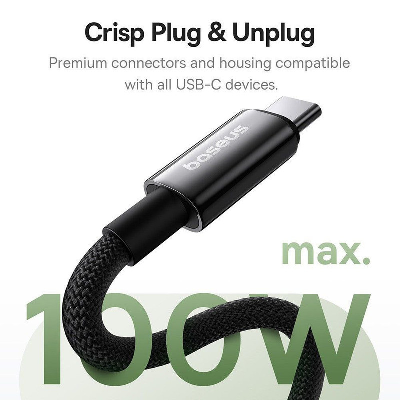 کابل USB-C بیسوس مدل Tungsten Gold Magnetic 100W طول 1 متر