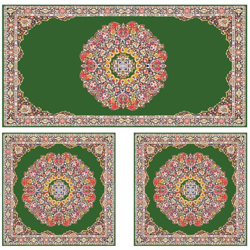 ست رومیزی سه تکه مستطیل مربع طرح ترمه کد 9920.19