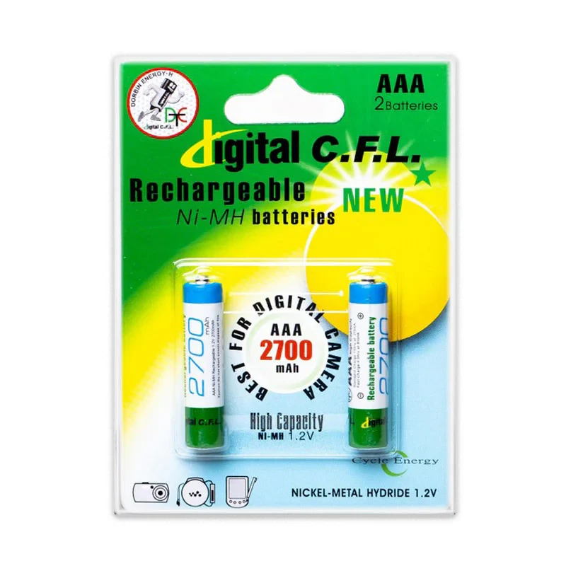 باتری نیم قلمی قابل شارژ دیجیتال سی.اف.ال مدل B-2700 بسته 2 عددی