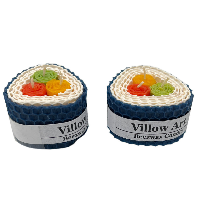 شمع بیزوکس ویلو آرت مدل موم عسلی طرح سوشی کد 07 مجموعه 2 عددی