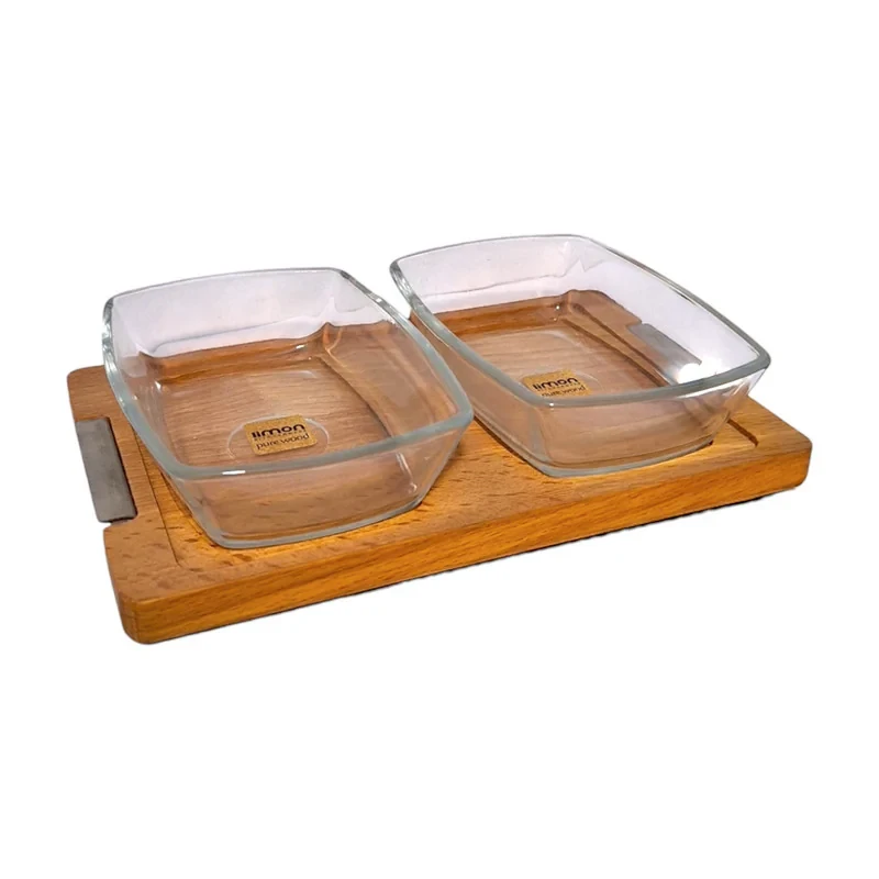 اردوخوری لیمون مدل پایه چوبی مجموعه 3 عددی