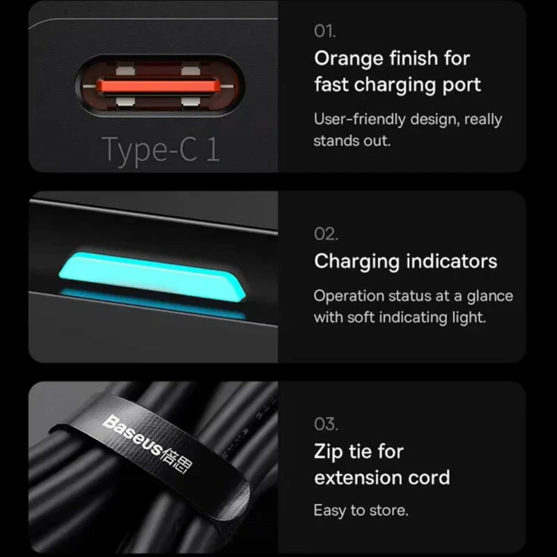 شارژر رومیزی 100 وات  بیسوس مدل CCGAN100-1ACE به همراه کابل USB-C