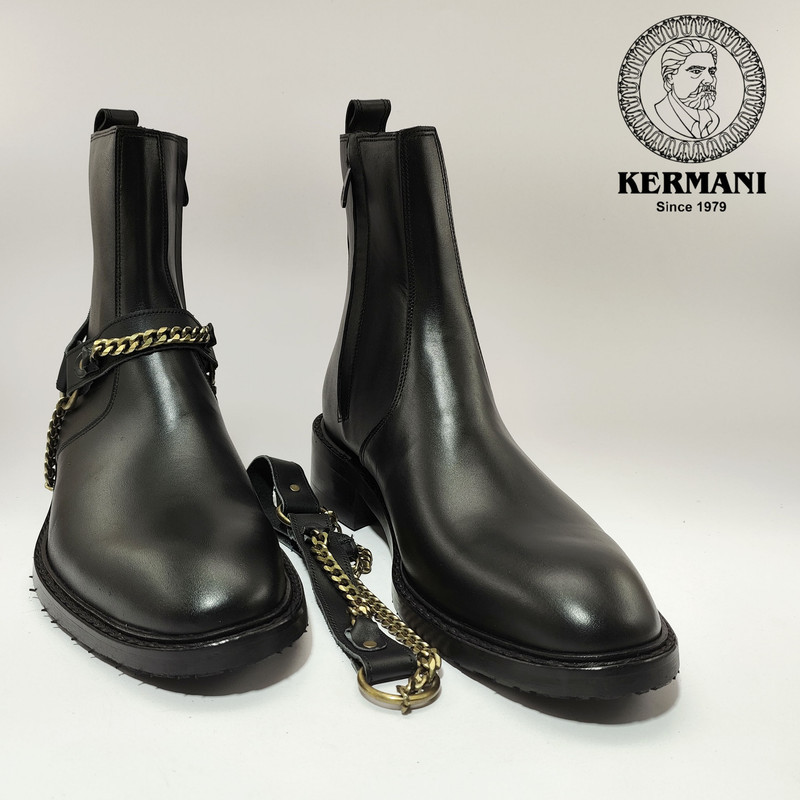 نیم بوت مردانه کرمانی مدل چرم دستدوز طبیعی کد 653