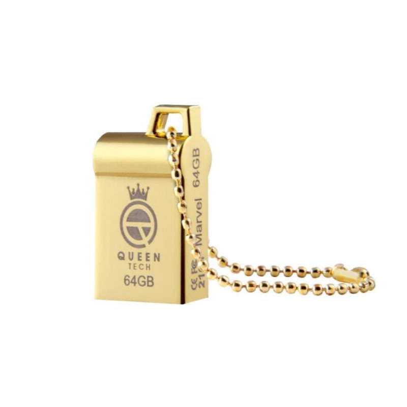 فلش مموری کوئین تک Marvel ظرفیت 64 گیگابایت، رابط USB 2.0، بدنه فلزی مقاوم ضد آب و ضد شوک، طراحی فشرده و بند دار، سرعت انتقال 30 مگابایت بر ثانیه، سازگار با کامپیوتر، لپ‌تاپ، تبلت و گوشی موبایل