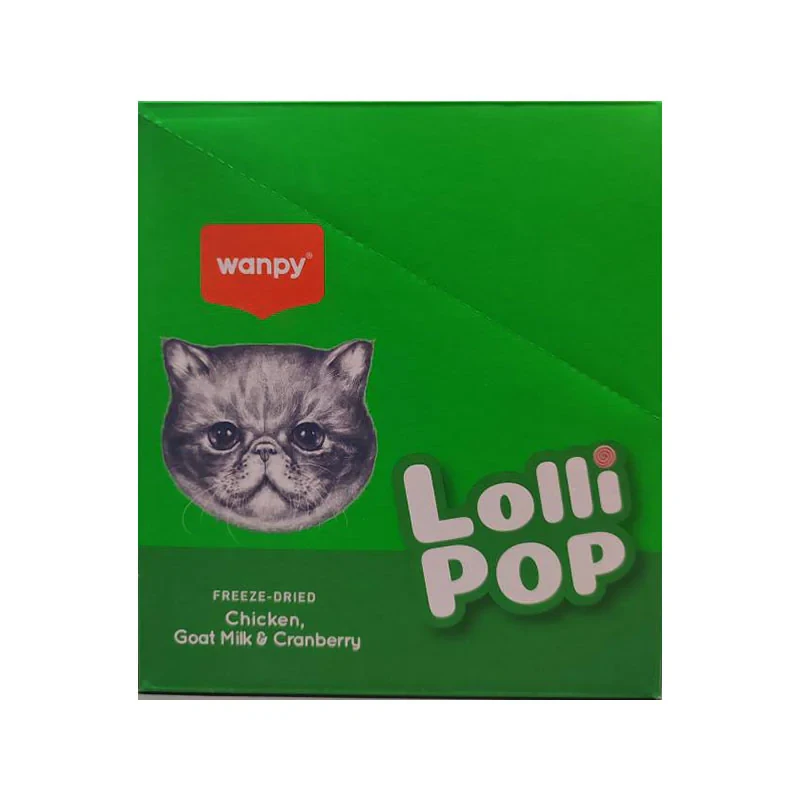 تشویقی گربه ونپی مدل Freeze Dried Lollipop طعم مرغ، شیر بز و کرن‌بری وزن 14 گرم بسته 10 عددی