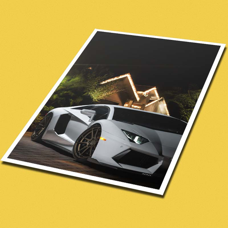 پوستر کارنيکا طرح لامبورگینی اونتادور Lamborghini Aventador کد 17995 مجموعه 8 عددی