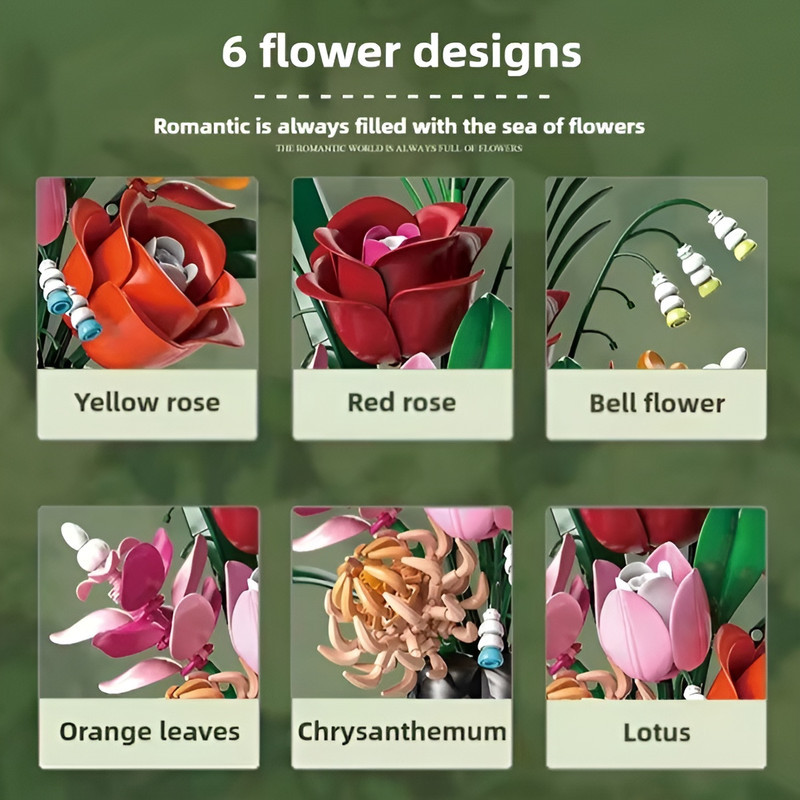 ساختنی 566 تکه مدل گلدان گل رز طرح BELISAMA FLOWER کد 13069