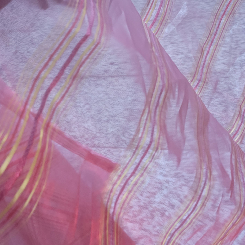 پرده پانچ مدل حریر شیشه ای طرح دار مجموعه دو عددی  سایز 275 × 140 سانتی‌متر