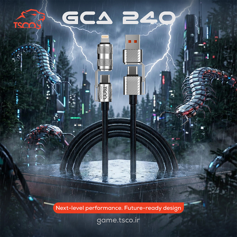 کابل تبدیل USBUSB-C به لایتنینگUSB-C تسکو مدل GCA 240W طول 1.2 متر