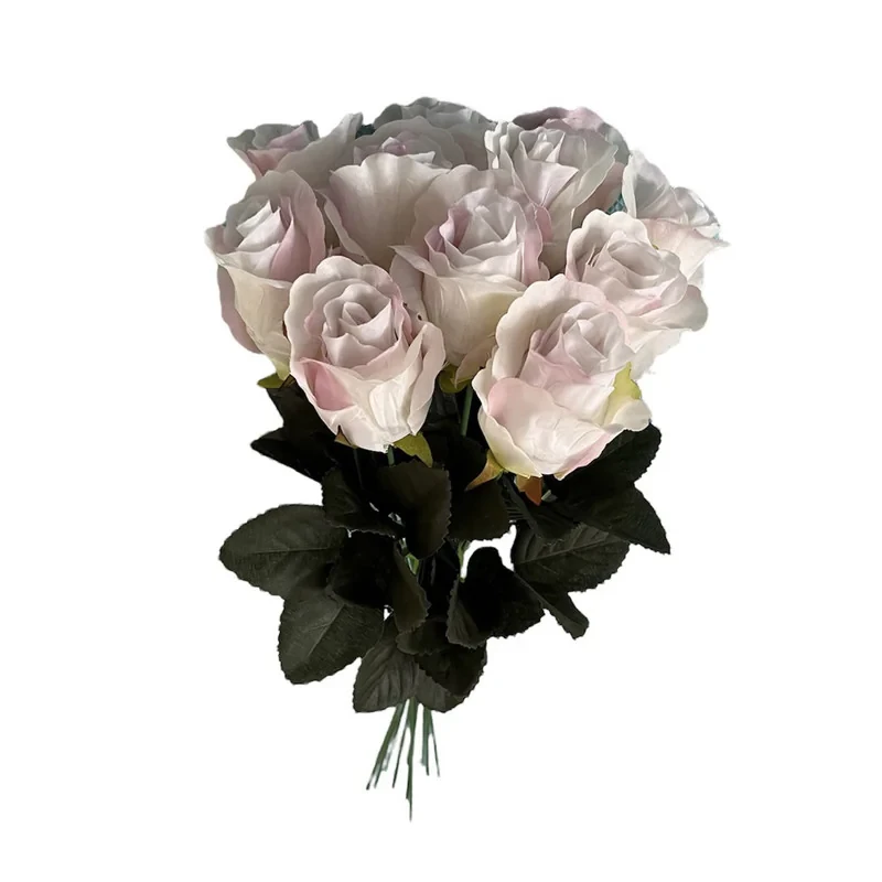 دسته گل رز مصنوعی پارچه‌ای 11 شاخه طول 45 سانتی‌متر با قابلیت شستشو و خم شدن مناسب گلدان‌های بزرگ و کوچک