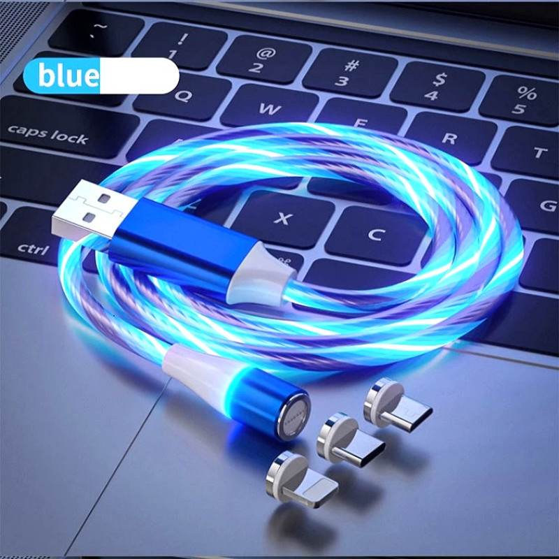 کابل تبدیل مغناطیسی  USB به MicroUSB  USB-C  لایتنینگ مدل  RGB  1x3 طول 1 متر