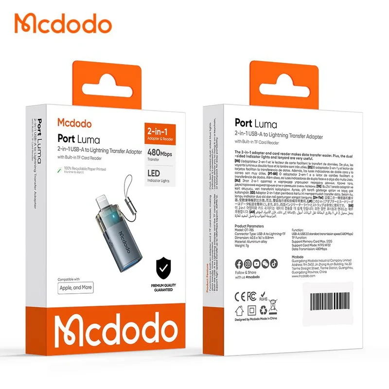 مبدل USB  MicroSD به لایتنینگ مک دودو مدل OT-785