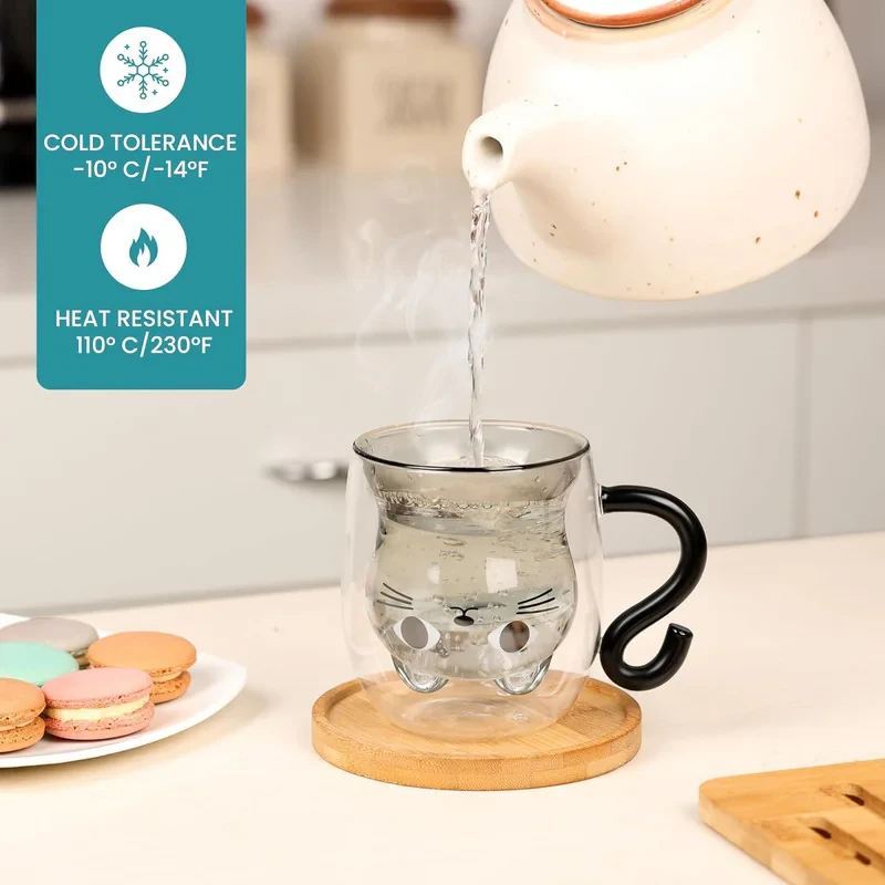 لیوان طرح دوجداره مدل گربه کد 1369n 100