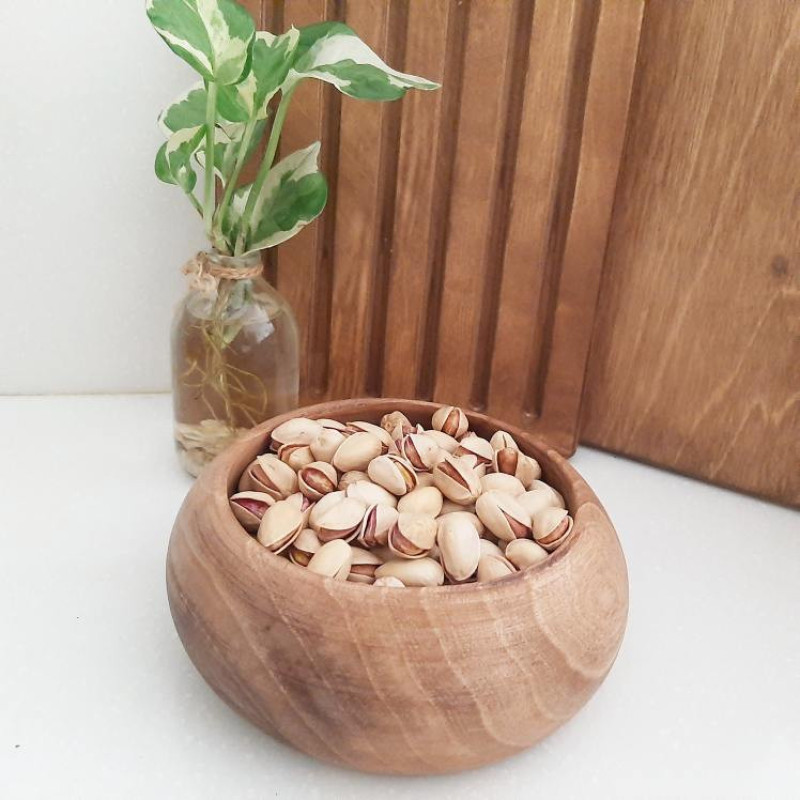 آجیل‌خوری چوبی خمره‌ای کد 04، مناسب سرو آجیل، خشکبار و ترشی، بادوام و ضدآب، شستشو با دست