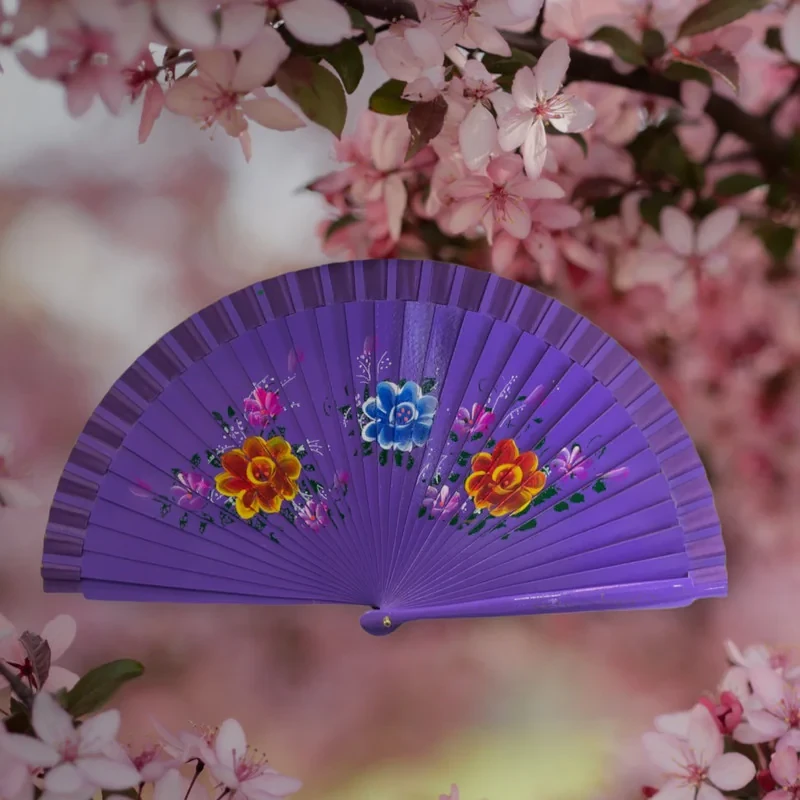 بادبزن مدل گلدار چوبی