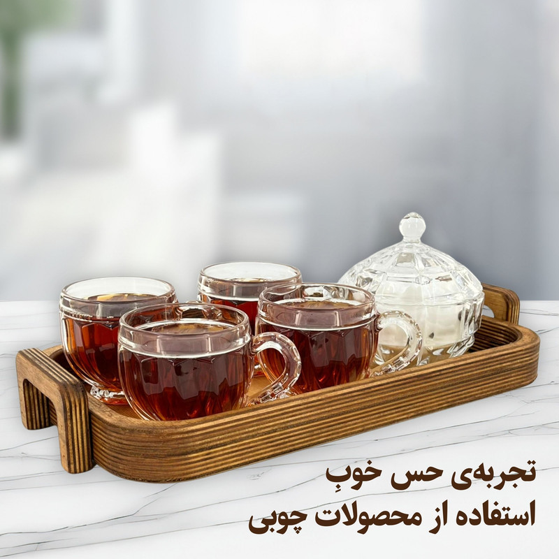 سینی مدل دسته دار چوبی کد SN05S مجموعه 3 عددی