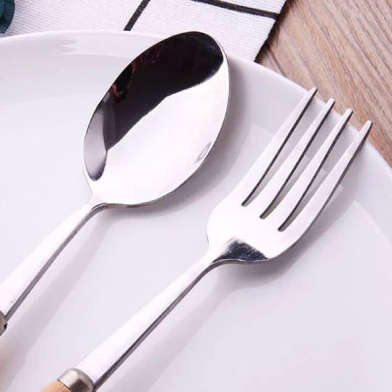 سرویس قاشق و چنگال 12 پارچه مدل چوب و استیل
