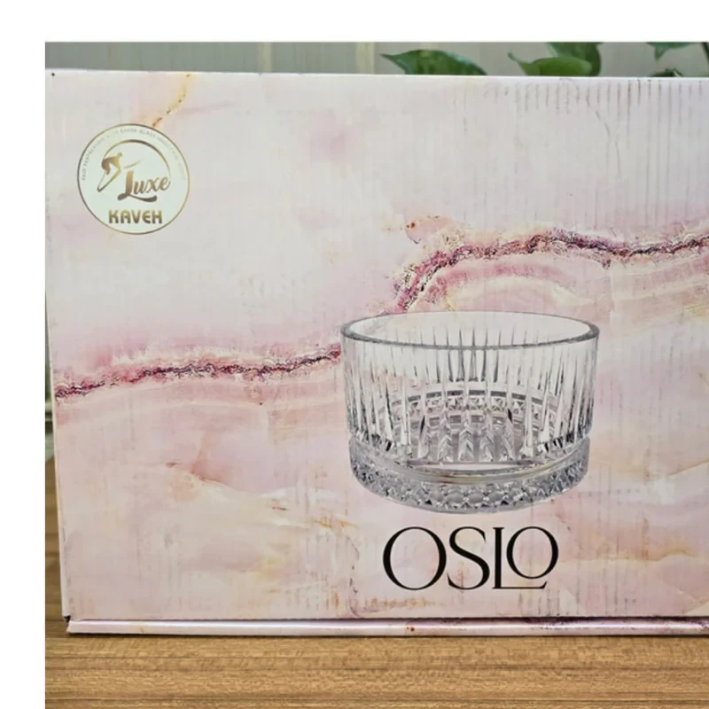 آجیل‌خوری شیشه‌ای کاوه مدل OSLO قطر 10 سانتیمتر حجم 295 میلی‌لیتر ارتفاع 5 سانتیمتر مجموعه 6 عددی