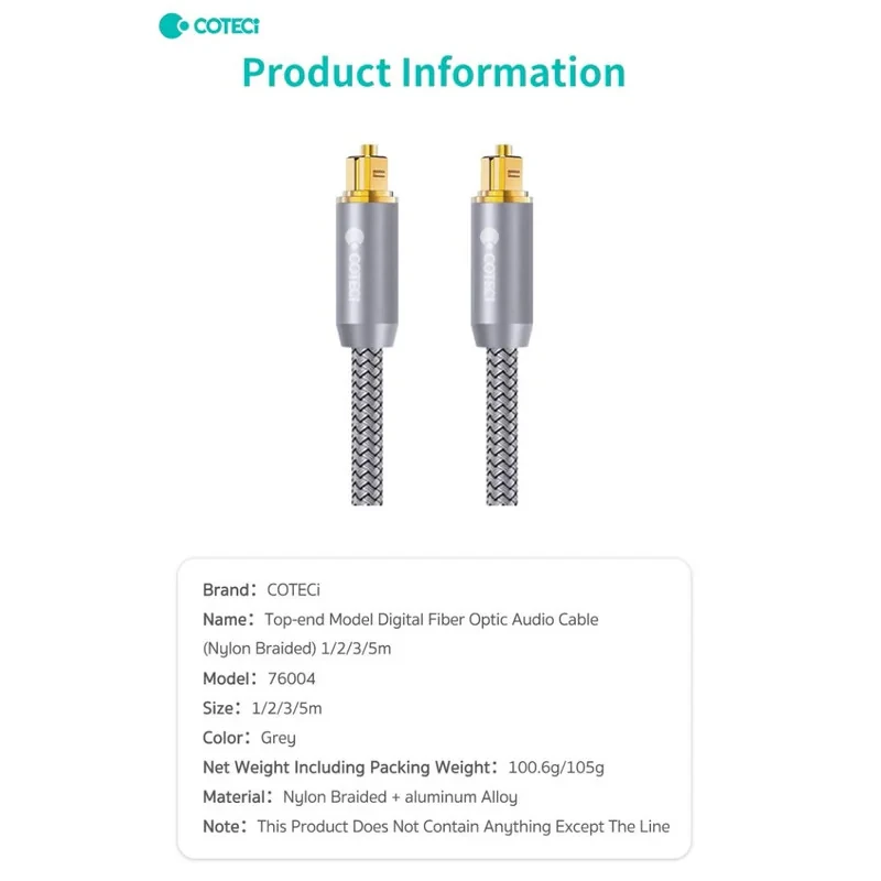 کابل اپتیکال کوتتسی مدل 76004 طول 5 متر