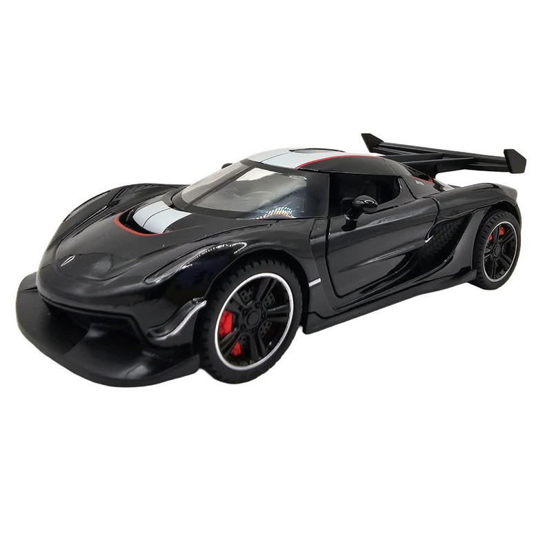 ماکت ماشین ناب سل مدل کوئینگزگ جسکو درب خفاشی فلزی موزیکال چراغدار عقب کش کد Koenigsegg JESKO همراه با استند