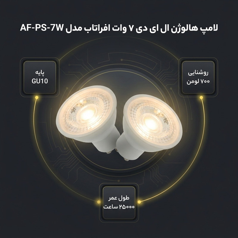 لامپ هالوژن ال ای دی 7 وات افراتاب مدل AF-PS-7W پایه GU10 بسته دو عددی