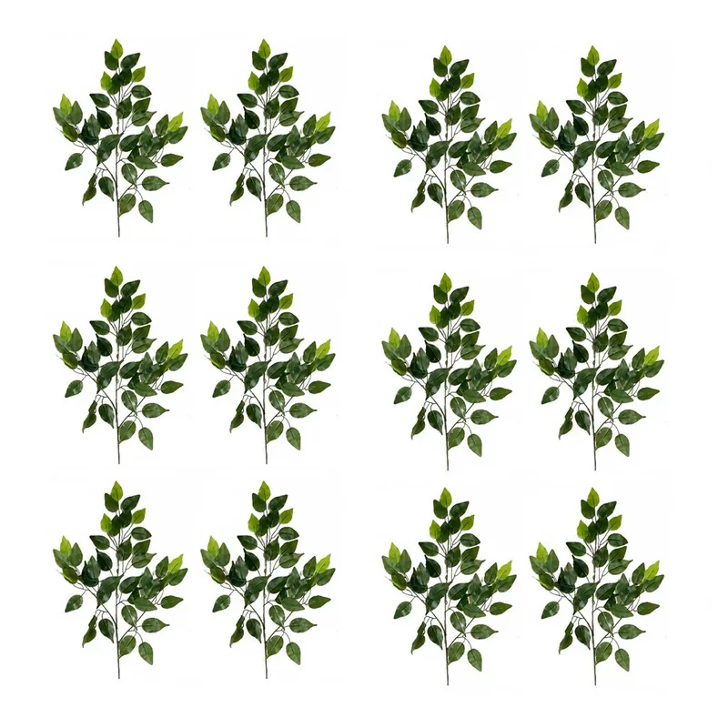 گل مصنوعی بوته برگ درخت بنیان، بسته 12 عددی، ابعاد 15×15×60 سانتی‌متر، وزن 100 گرم