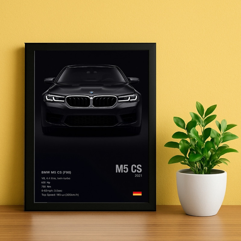 تابلو طرح بی‌ام‌ و bmw m5 کد 01 فریم مشکی
