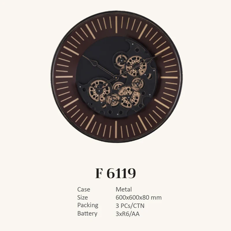 ساعت دیواری والتر مدل چرخ دنده ای f6119