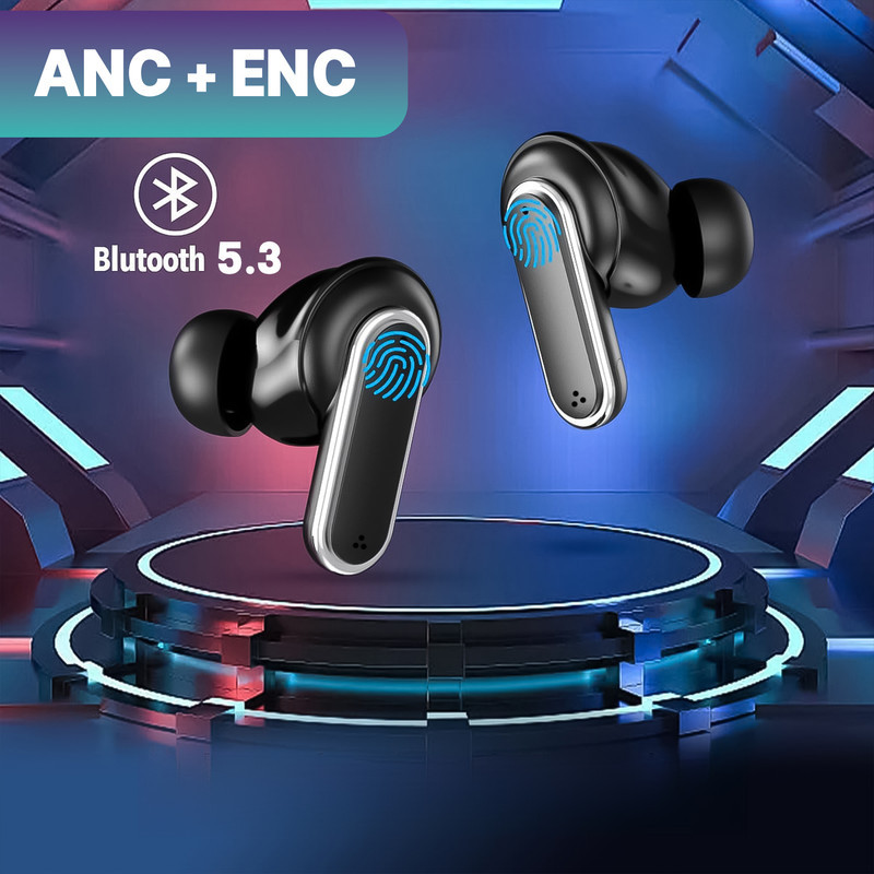 هدفون بلوتوثی لوکسار مدل V8 دارای نویز کنسلینگ فعال (ANC) و نویز کنسلینگ میکروفون (ENC)، درگاه شارژ UBC Type-C، دارای نمایشگر روی محفظه شارژ