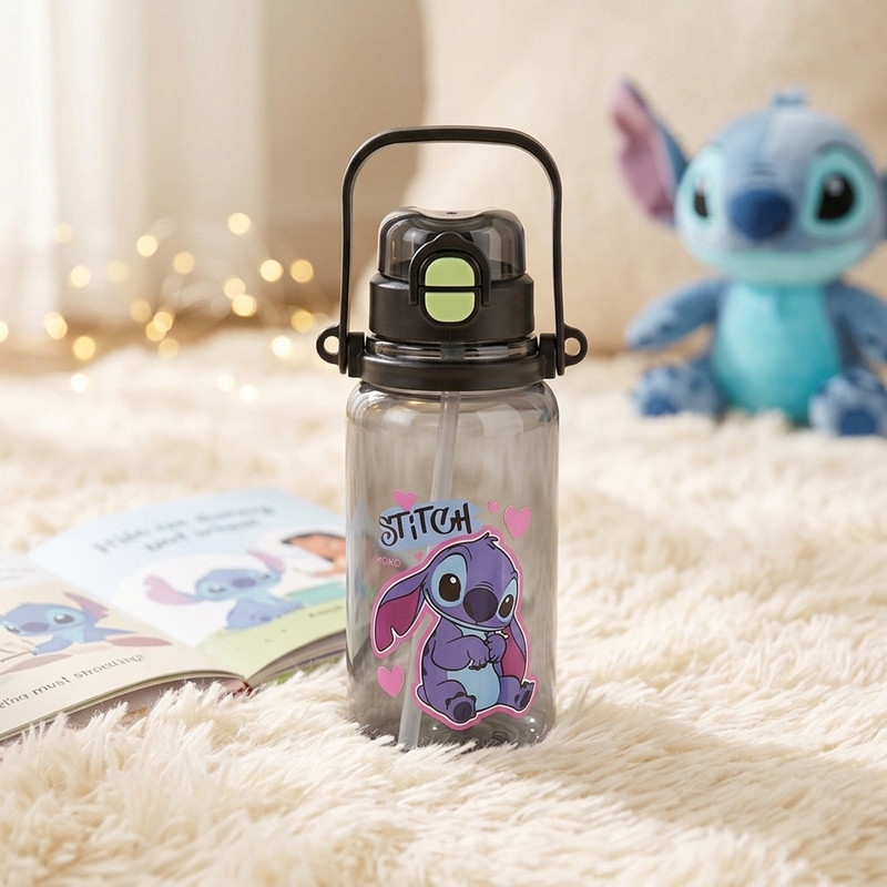 قمقمه کودک مدل دوحالته نی دار و آسان نوش طرح استیچ عاشقانه Stitch XOXO گنجایش 0.5 لیتر