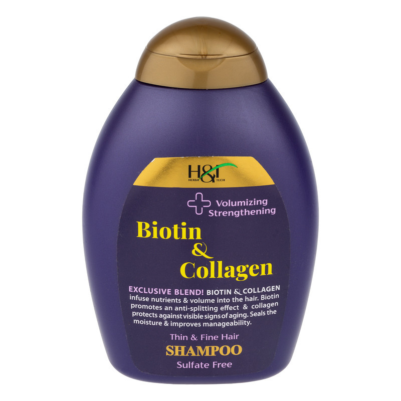 شامپو مو هرباتک مدل Biotin & Collagen مناسب برای موهای کم حجم و نازک حجم 385 میلی لیتر