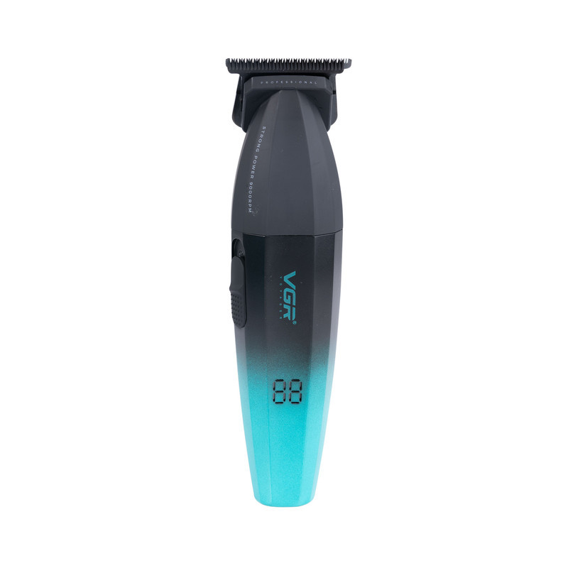 ماشین اصلاح موی سر و صورت وی جی آر مدل V-906 با تیغه سرامیکی پوشش DLC، موتور 9000 دور در دقیقه، باتری 2000 میلی‌آمپر ساعت با 240 دقیقه عمر شارژ، صفحه نمایش LED، طراحی ارگونومیک و مقاوم، قابلیت صفرزن، خط زن و حجم زن