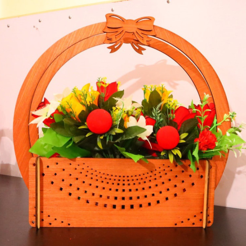 باکس گل مصنوعی مدل چوبی کد B80 از جنس ام‌دی‌اف، ابعاد 28×7×24 سانتی‌متر، وزن 300 گرم، ارسال به‌صورت قطعات باز و آماده نصب