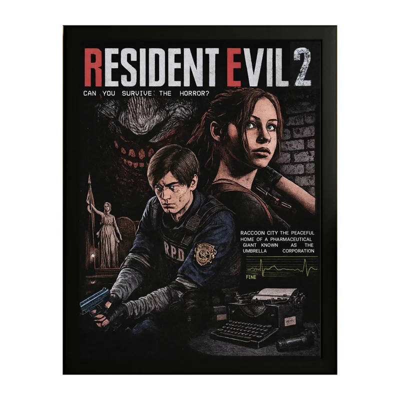 تابلو طرح رزیدنت اویل Resident Evil 2 کد 01 فریم مشکی