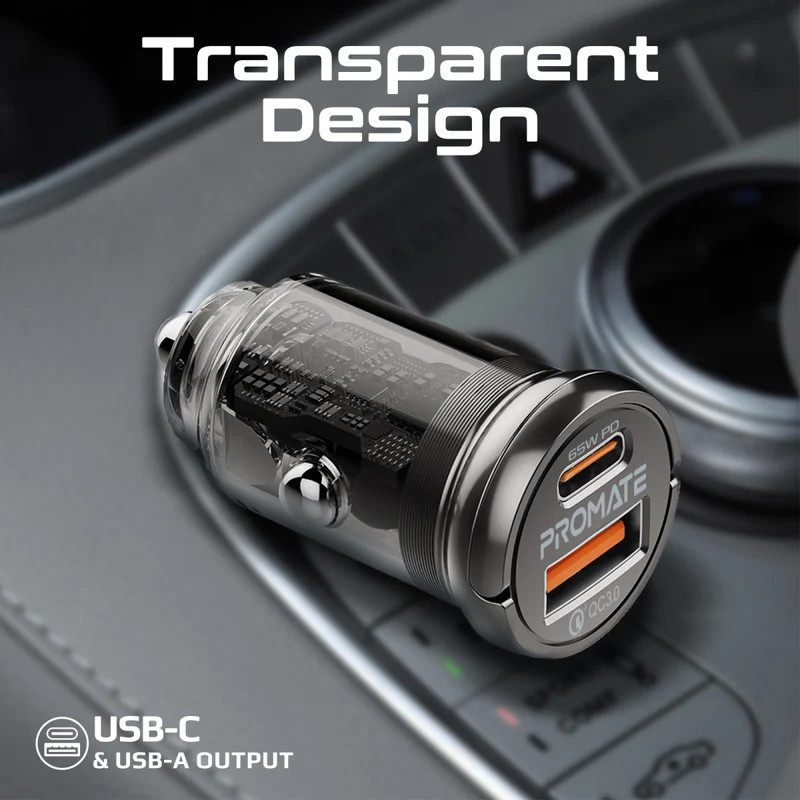 شارژر فندکی 65 وات پرومیت مدل TRANSDRIVE-65W