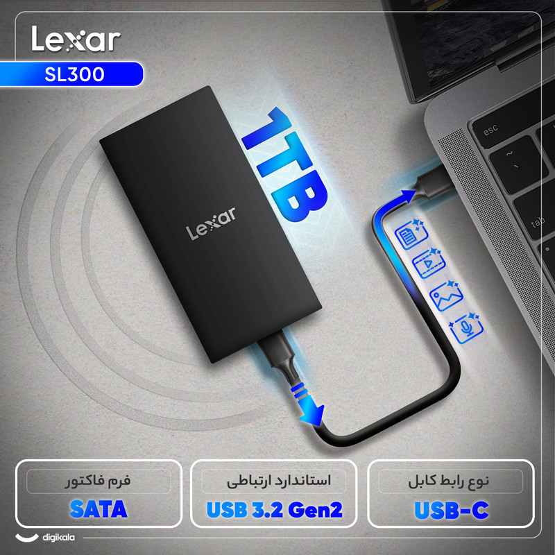 اس اس دی اکسترنال لکسار مدل SL300 ظرفیت 1 ترابایت رابط USB 3.2 Gen2