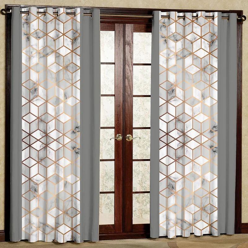 پرده بارمان دکور طرح مکعبی مدل هازان پانچی کد 1019 W سایز 140x280 سانتی متر