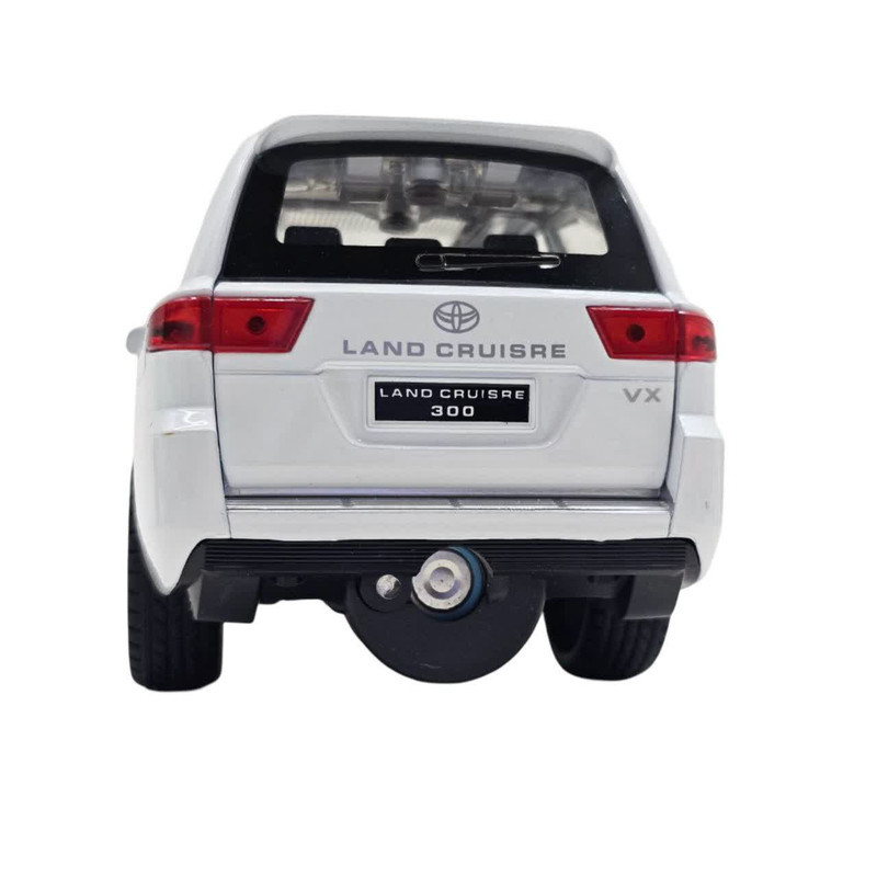 ماکت ماشین فلزی شاسی‌بلند تویوتا لندکروز ناب سل مدل land Cruiser VX با مقیاس 1:24، چراغ LED جلو و عقب، صدای موتور شبیه‌سازی شده، مکانیزم عقب‌کش، درب‌های بازشونده از بغل و بالا، رینگ و تایر لاستیکی