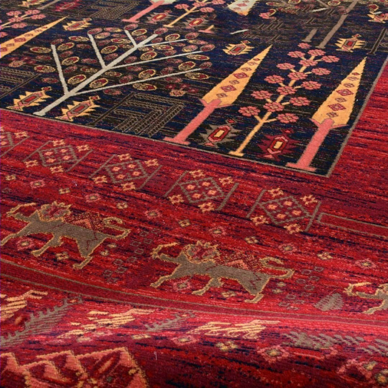 فرش ماشینی هیوا طرح بلوچ کد 3-219 زمینه لاکی