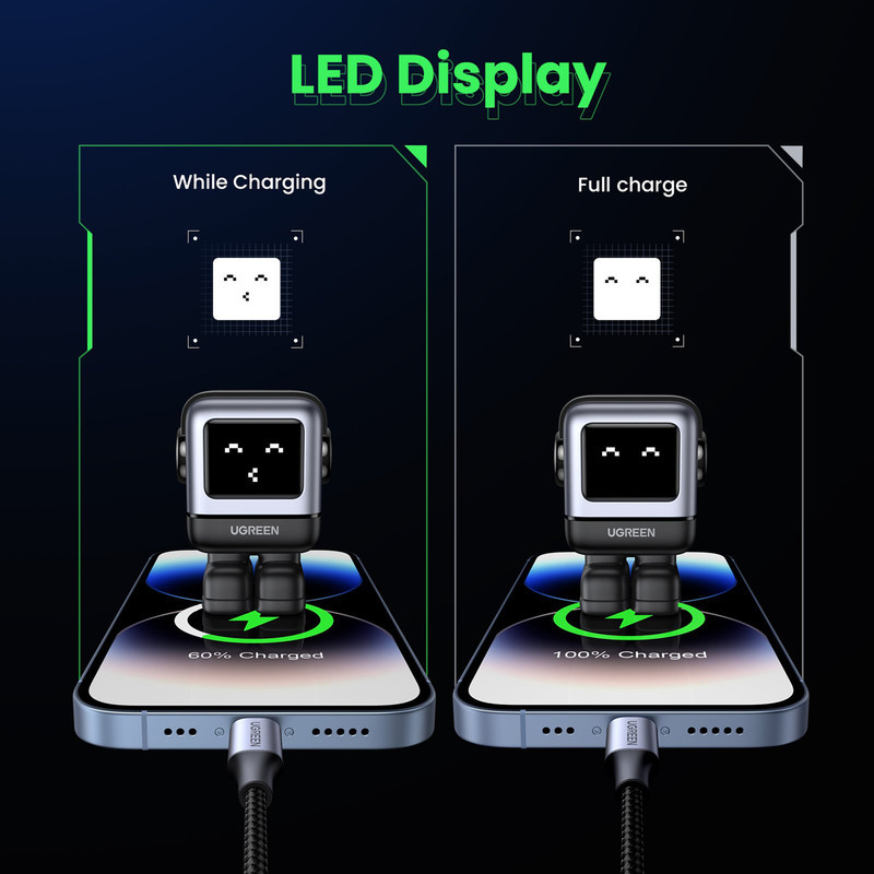 شارژر دیواری 30 وات یوگرین مدل Robot Nexode RG PD GaN Fast Charger به همراه کابل USB-C